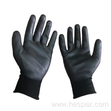 Hespax Electronic Black Nylon Anti Static PU Gloves